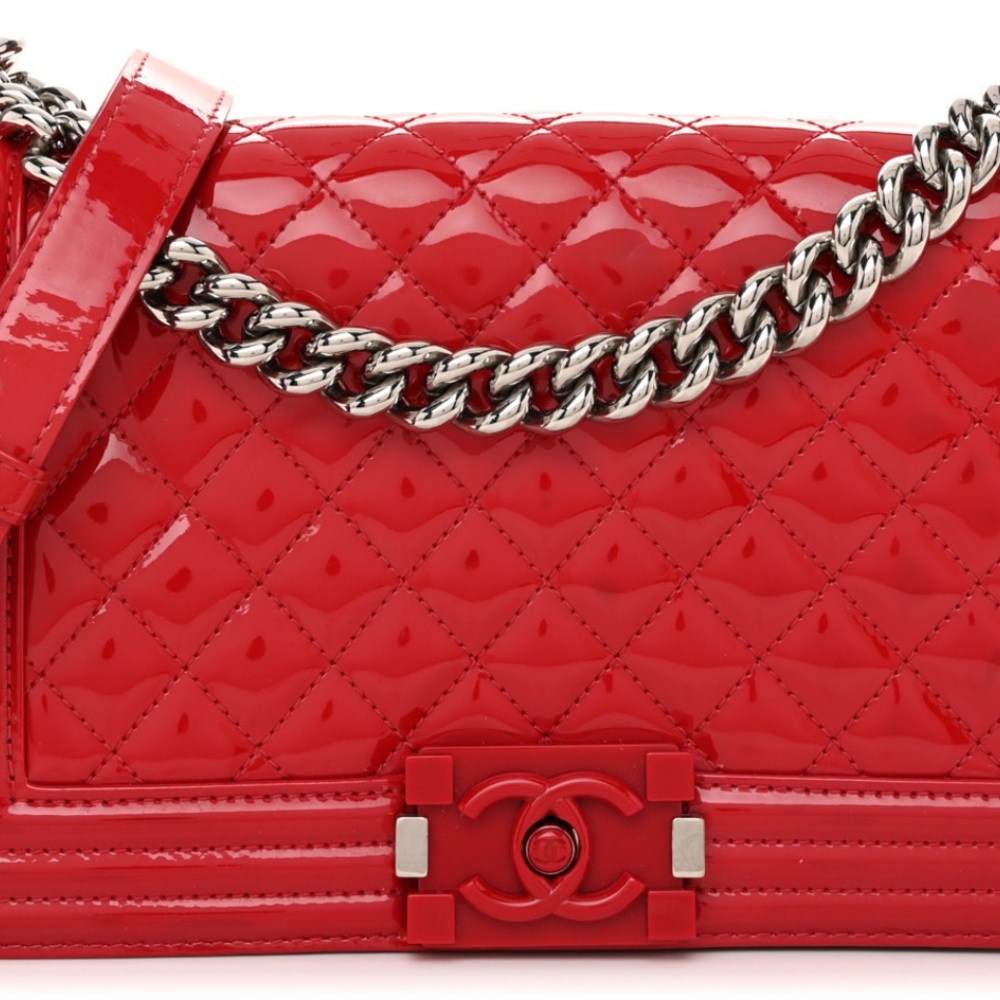 New Chanel Red Patent Boy Bag with box & tag! $4800 + tax